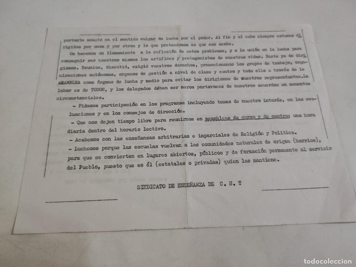 Documentos antiguos: Documento pol&iacute;tico: CNT Estudiantes - Foto 2