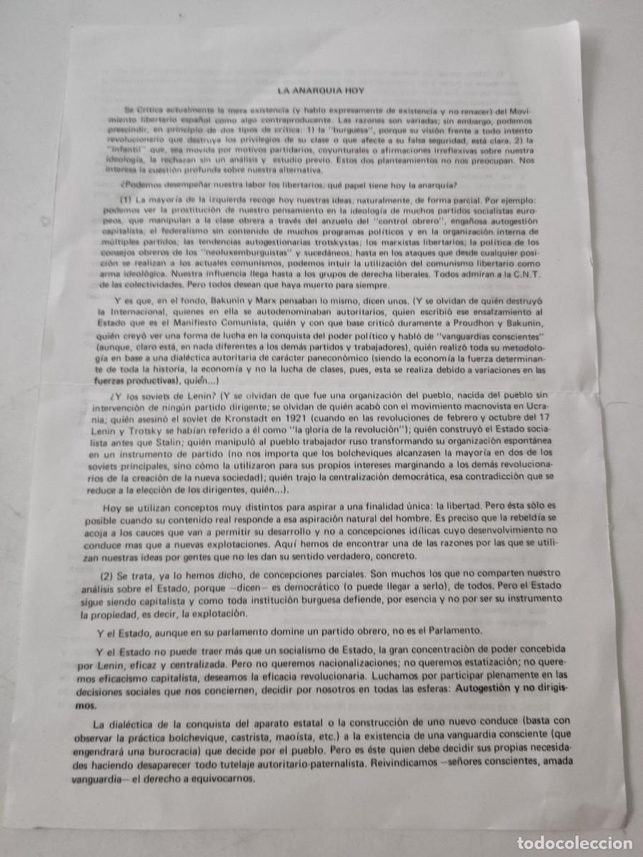 Documentos antiguos: Documento pol&iacute;tico: La anarqu&iacute;a hoy - Foto 1