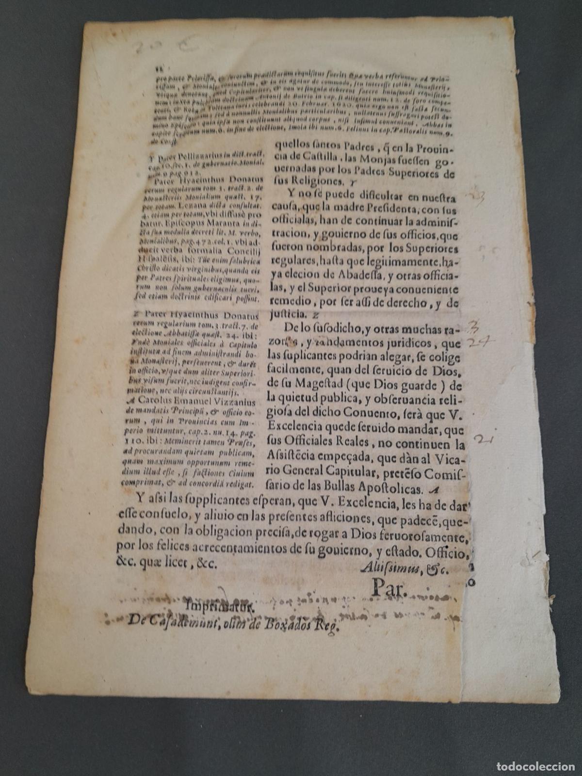 Documentos antiguos: DOC-914. DOCUMENTO: DISPUTA SOBRE LOS PRIVILEGIO DE LAS MONJAS DEL MONASTERIO DE SANTA ISABEL. - Foto 3