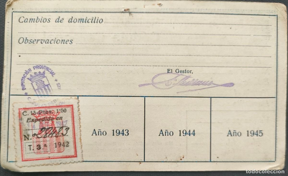 Documentos antiguos: CASTELLON CELULA PERSONAL 1942 - Foto 2