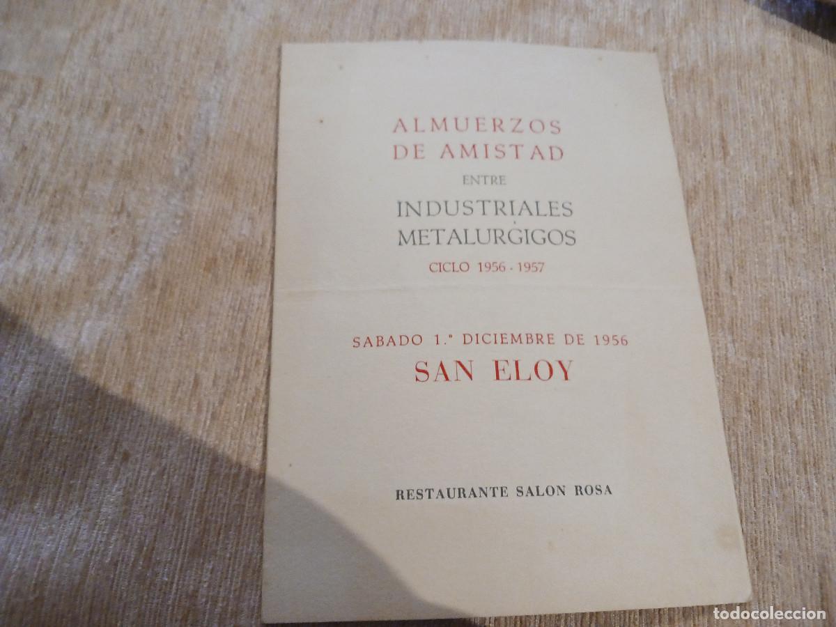Documentos antiguos: ALMUERZOS DE AMISTAD ENTRE INDUSTRIALES METALURGICOS 1956, salon rosa