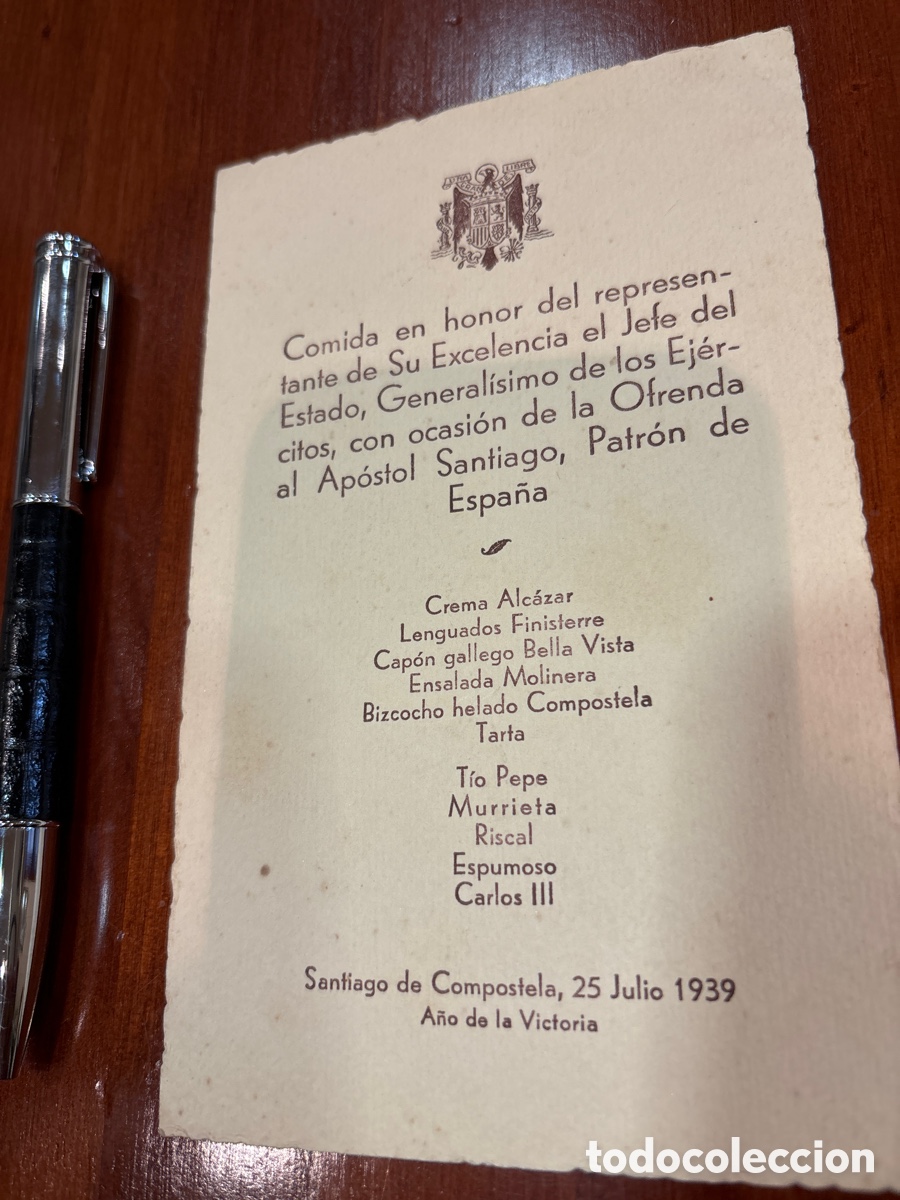 Documentos antiguos: Comida en honor al representante de Franco - Foto 1