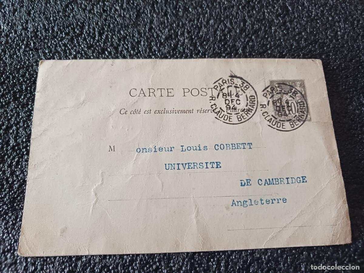 Documentos antiguos: carta postal de 1894 dirigida a la universidad de cambridge
