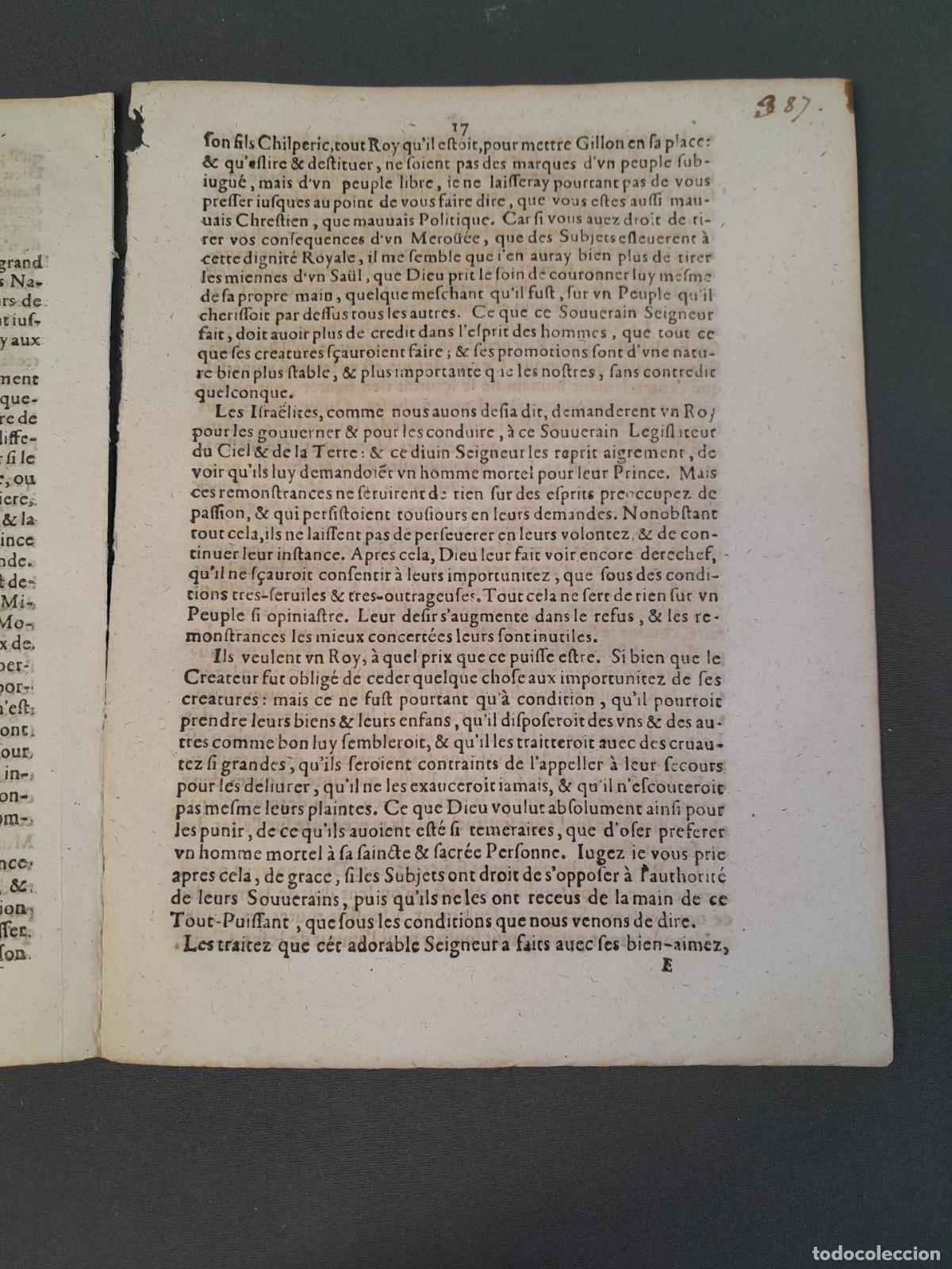 Documentos antiguos: DOC-987. VERITABLE CENSURE DE LA LETTRE DAVIS. 1649. - Foto 4