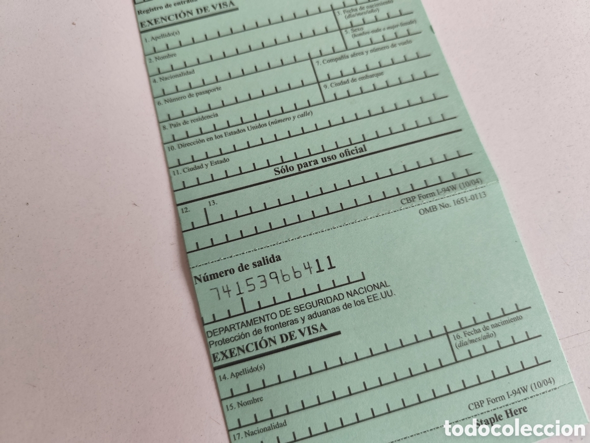 Documentos antiguos: Documento Visado Estados Unidos. A&ntilde;os 90 - Foto 4