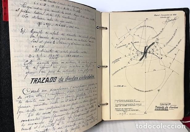 Documentos antiguos: Apuntes de Engranajes (1936) Gran precisi&oacute;n en los dibujos. - Foto 3