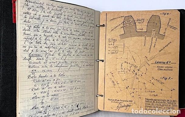 Documentos antiguos: Apuntes de Engranajes (1936) Gran precisi&oacute;n en los dibujos. - Foto 5