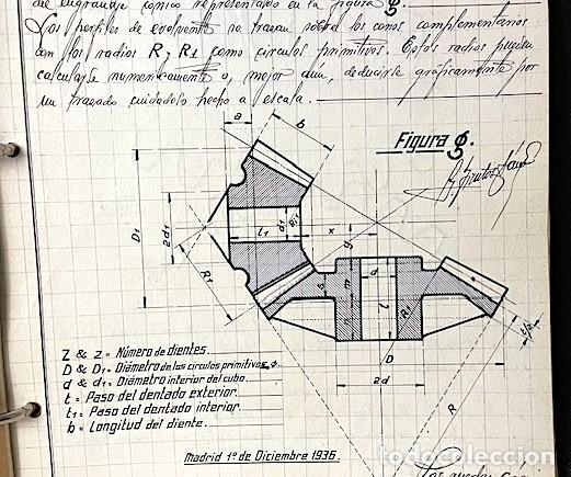 Documentos antiguos: Apuntes de Engranajes (1936) Gran precisi&oacute;n en los dibujos. - Foto 7