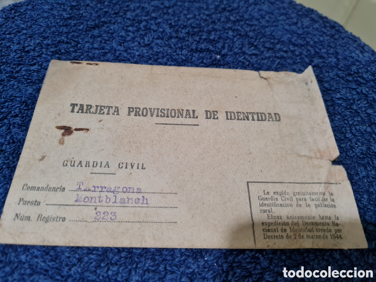 Documentos antiguos: Tarjeta provisional de identidad 1946 - Foto 1