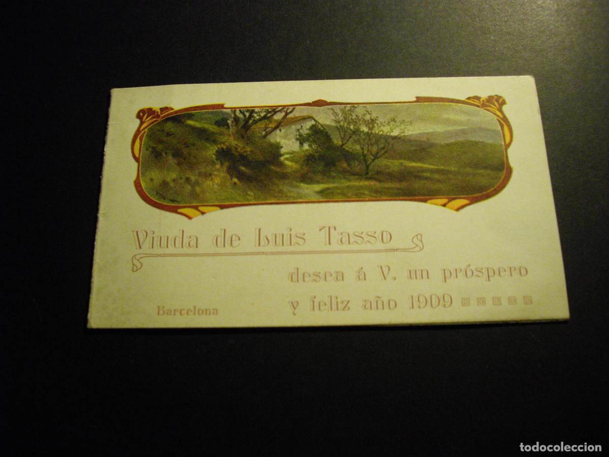 Documentos antiguos: VIUDA DE LUIS TASSO BARCELONA FELICITACION NAVIDE&Ntilde;A DIPTICA 1909