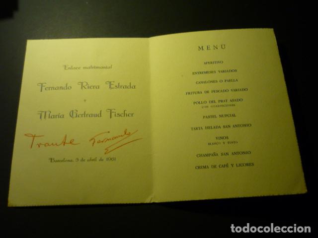 Documentos antiguos: HOSTAL SAN ANTONIO BARCELONA MENU 1961 - Foto 2