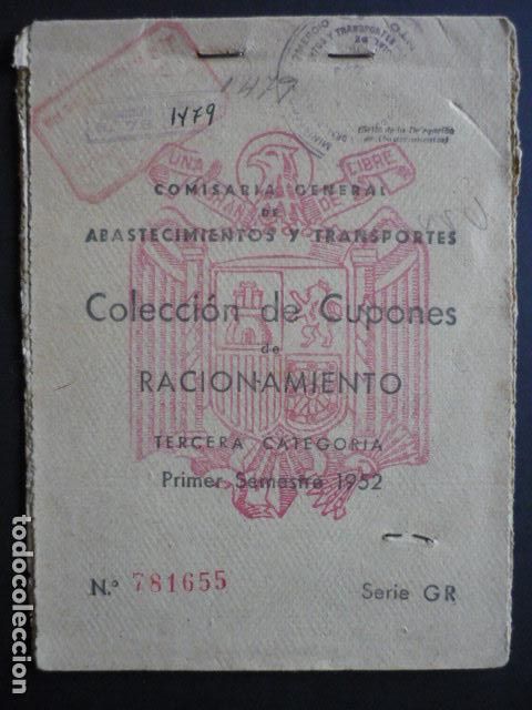 Old Documents: CARTILLA DE RACIONAMIENTO MADRID 1952