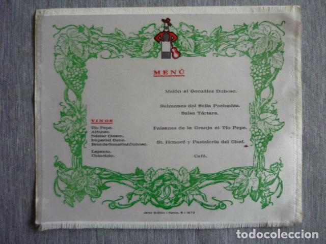 Documentos antiguos: MENU BODEGAS JERE DE LA FRONTERA EN TELA 16 X 19 CM - Foto 1
