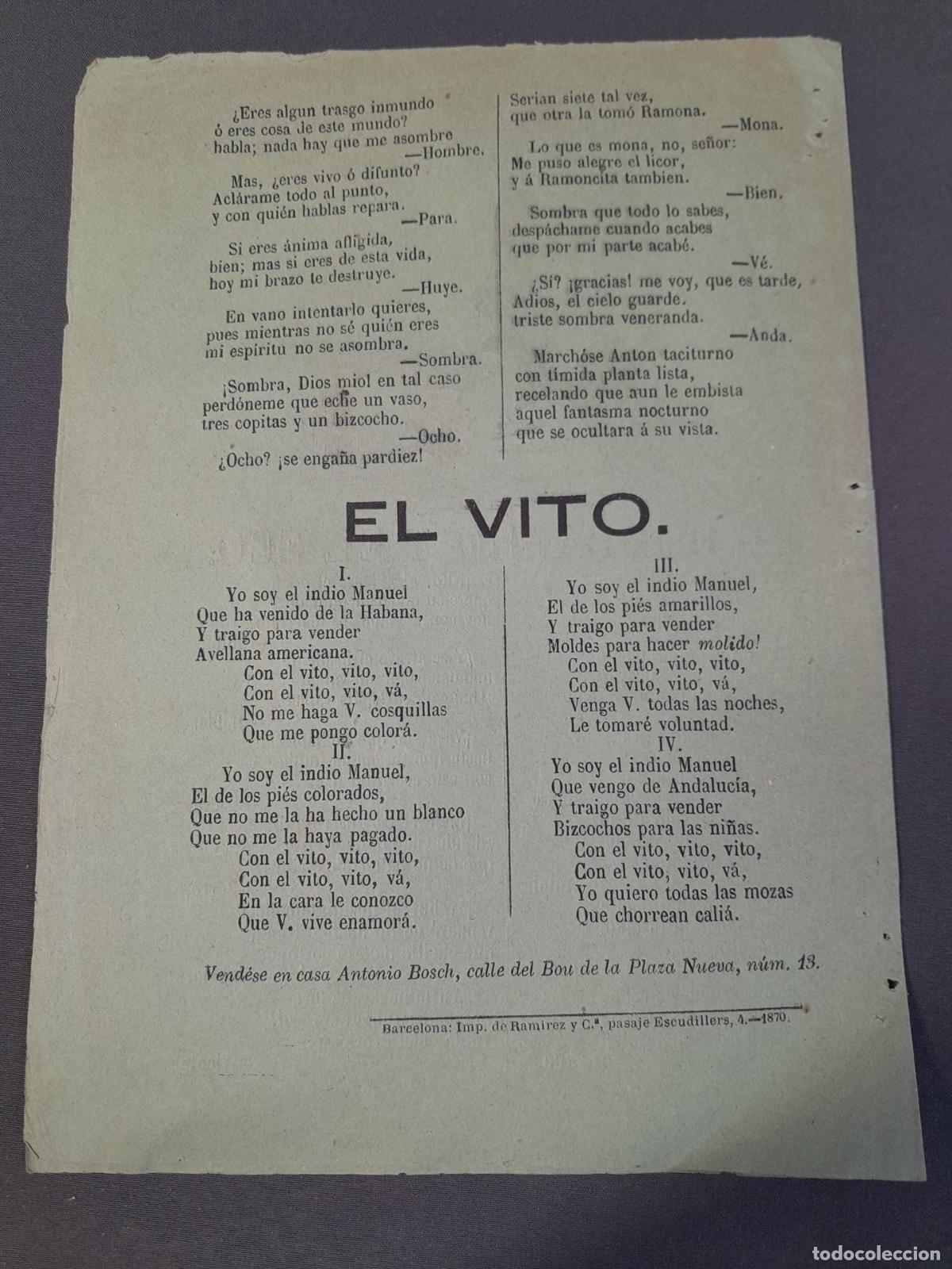 Documentos antiguos: DOC-1019. DOCUMENTO: CANS&Oacute; NOVA Y DIVERTIDA DEL GABACHO Y EL MONITO. 1870. - Foto 2