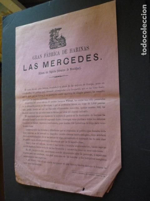Documentos antiguos: MONDEJAR GUADALAJARA FABRICA DE HARINAS LAS MERCEDES HOJA INFORMATIVA 32 X 21 CM