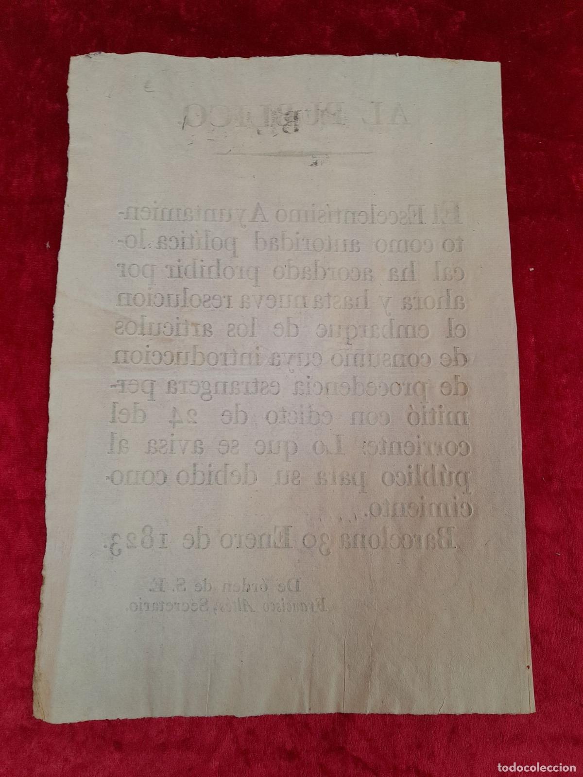 Documentos antiguos: DOC-1044. DOCUMENTO AL PUBLICO. FRANCISCO ALTES. BARCELONA. 1823 - Foto 2