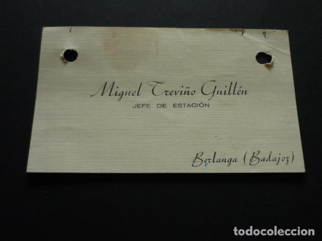 Documentos antigos: TARJEA DE VISITA DEL JEFE DE ESTACION DE BERLANGA BADAJOZ