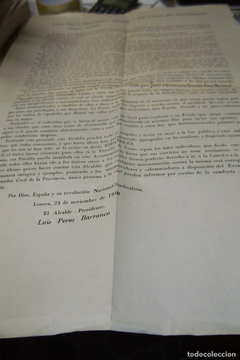 Documents Anciens: BANDO DEL ALCALDE Y JEFE LOCAL DEL MOVIMIENTO. LOZOYA. MADRID, 1948. ESTRAPERLISTAS