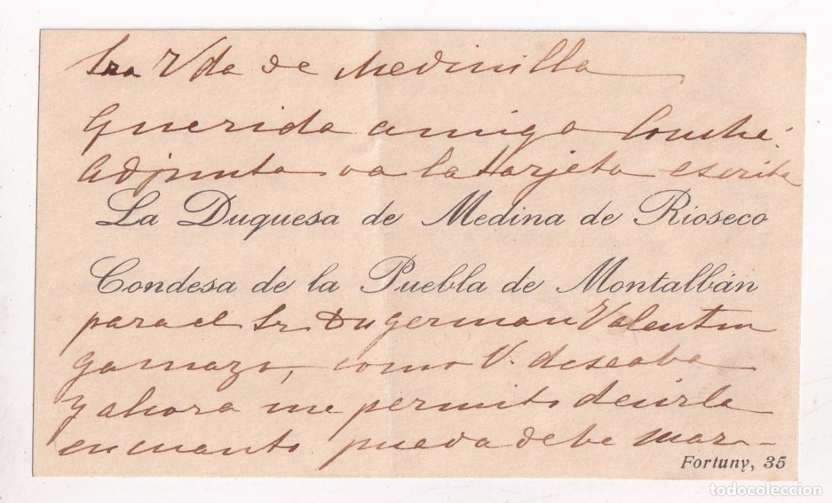 Documents Anciens: TARJETA DE LA DUQUESA DE MEDINA DE RIOSECO, CONDESA DE LA P. DE MONTALV&Aacute;N. SAN SEBASTI&Aacute;N, 1917.