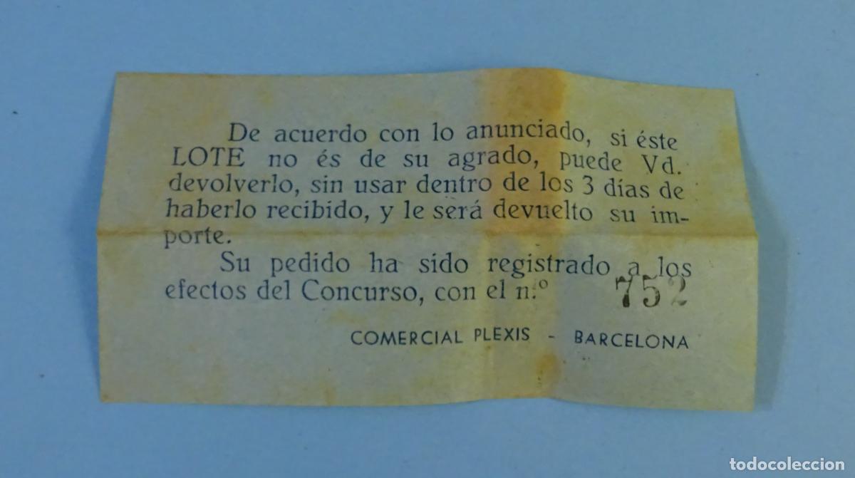 Documentos antiguos: BOLETO CONCURSO COMERCIAL PLEXIS. BARCELONA - Foto 1