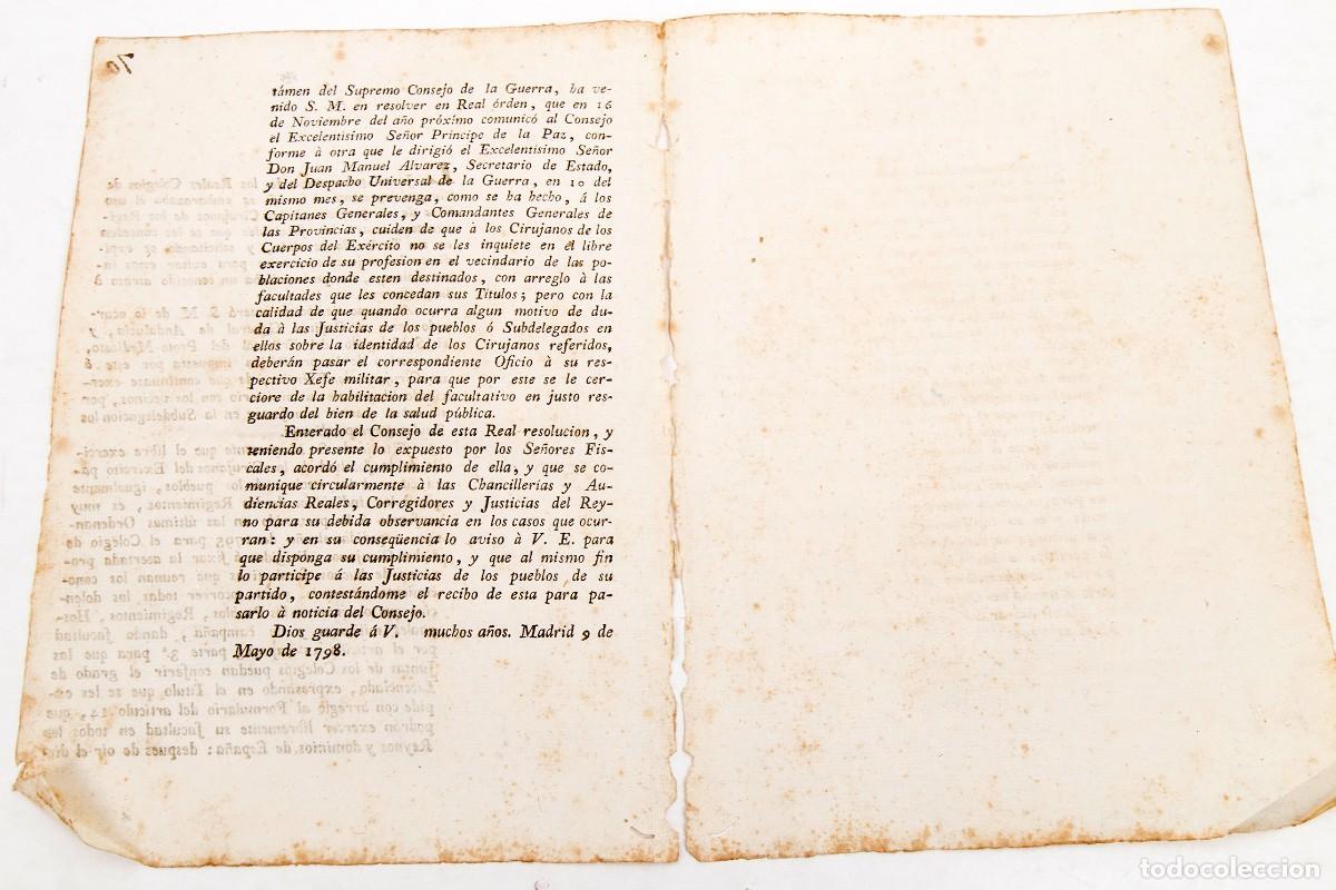 Documentos antiguos: SOLICITUD DE CIRUJANOS - MADRID - 1798 - Foto 2
