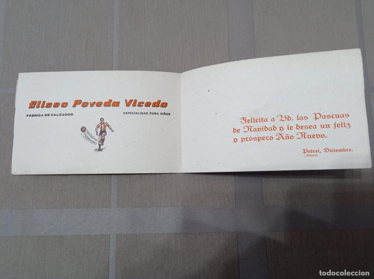 Documentos antiguos: Eliseo Poveda Vicedo F&aacute;brica de calzados felicitaci&oacute;n Petrel Alicante logo f&uacute;tbol