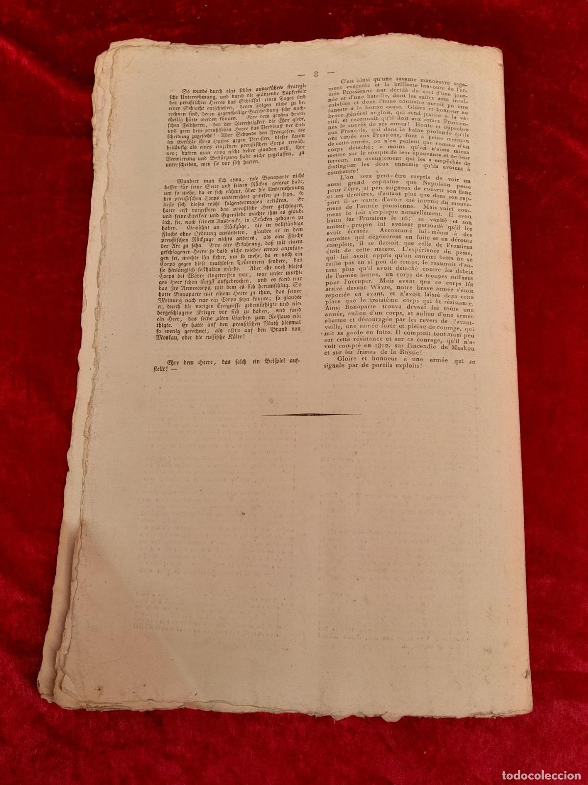 Documentos antiguos: DOC-1098. DOCUMENTO DESCRIPTION DES BATAILLES LIGNY ET DE BELLE ALLIANCE. 1815 - Foto 2