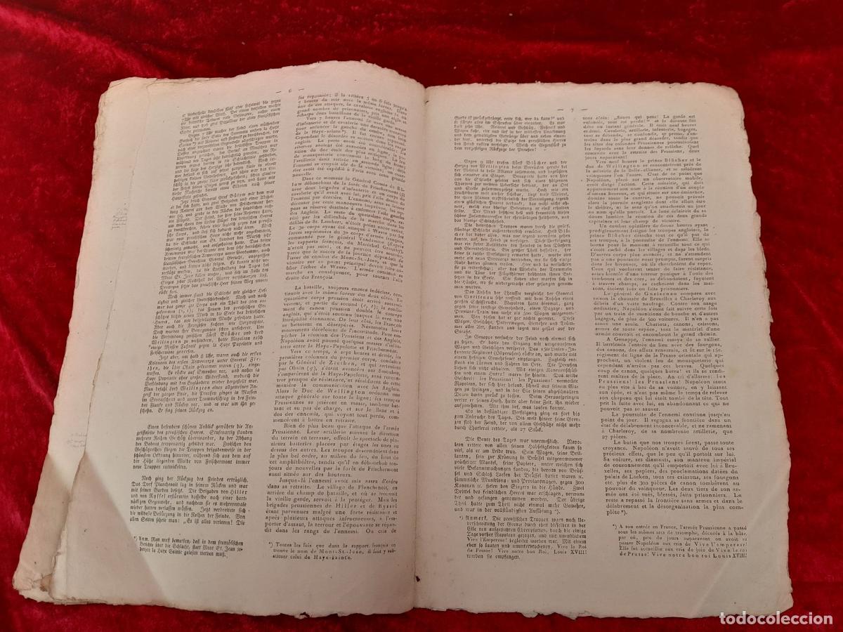 Documentos antiguos: DOC-1098. DOCUMENTO DESCRIPTION DES BATAILLES LIGNY ET DE BELLE ALLIANCE. 1815 - Foto 3