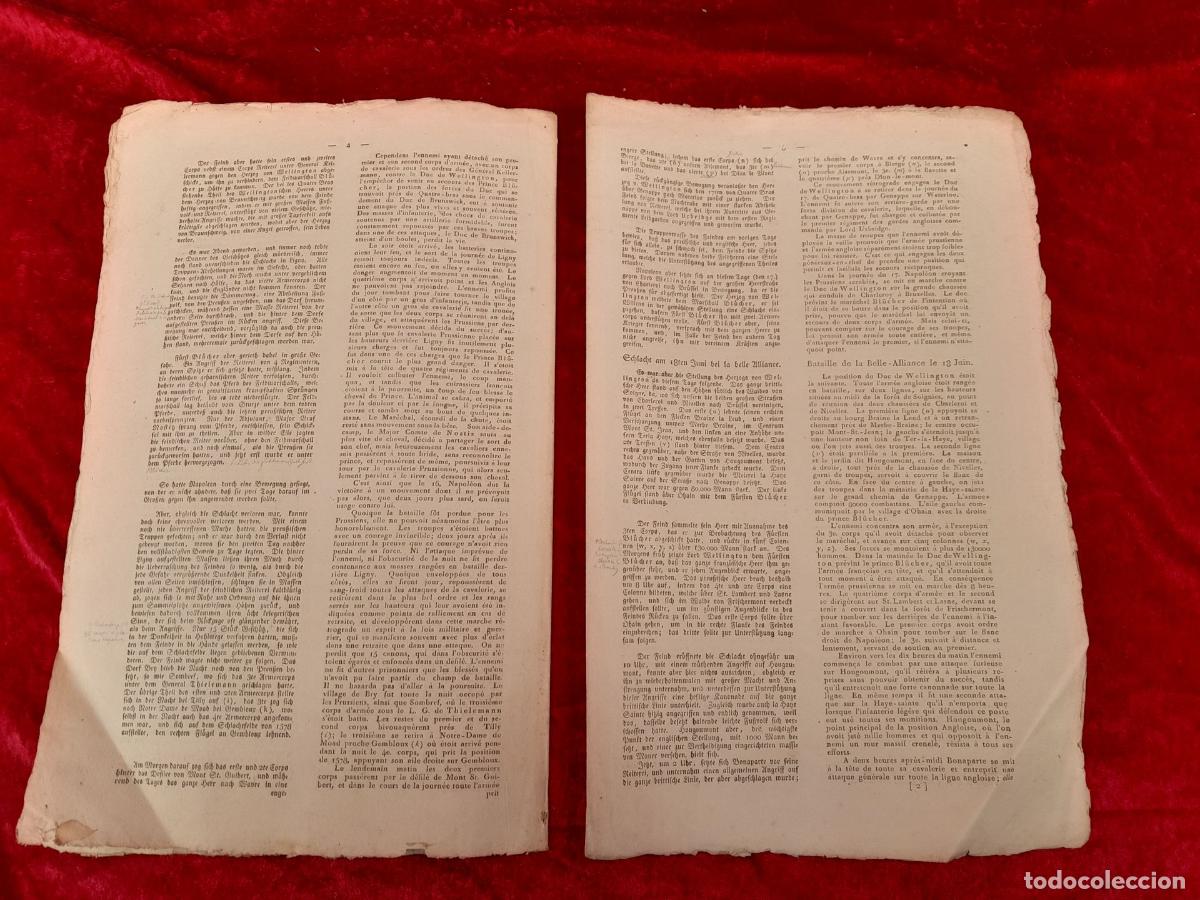 Documentos antiguos: DOC-1098. DOCUMENTO DESCRIPTION DES BATAILLES LIGNY ET DE BELLE ALLIANCE. 1815 - Foto 4