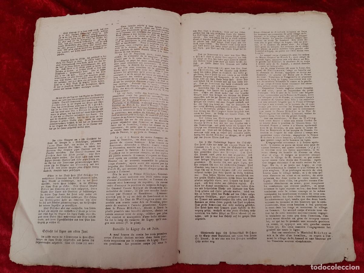 Documentos antiguos: DOC-1098. DOCUMENTO DESCRIPTION DES BATAILLES LIGNY ET DE BELLE ALLIANCE. 1815 - Foto 5