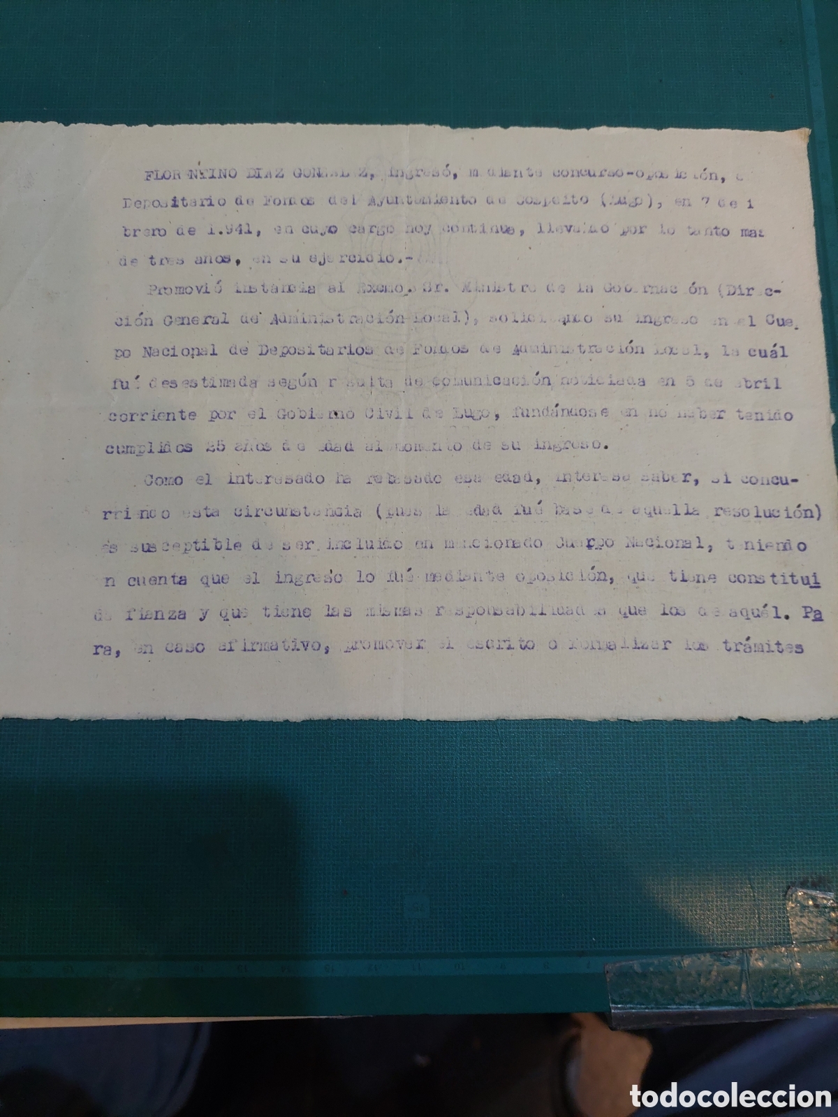 Documentos antiguos: COSPEITO LUGO CONCURSO OPOSICION 1941