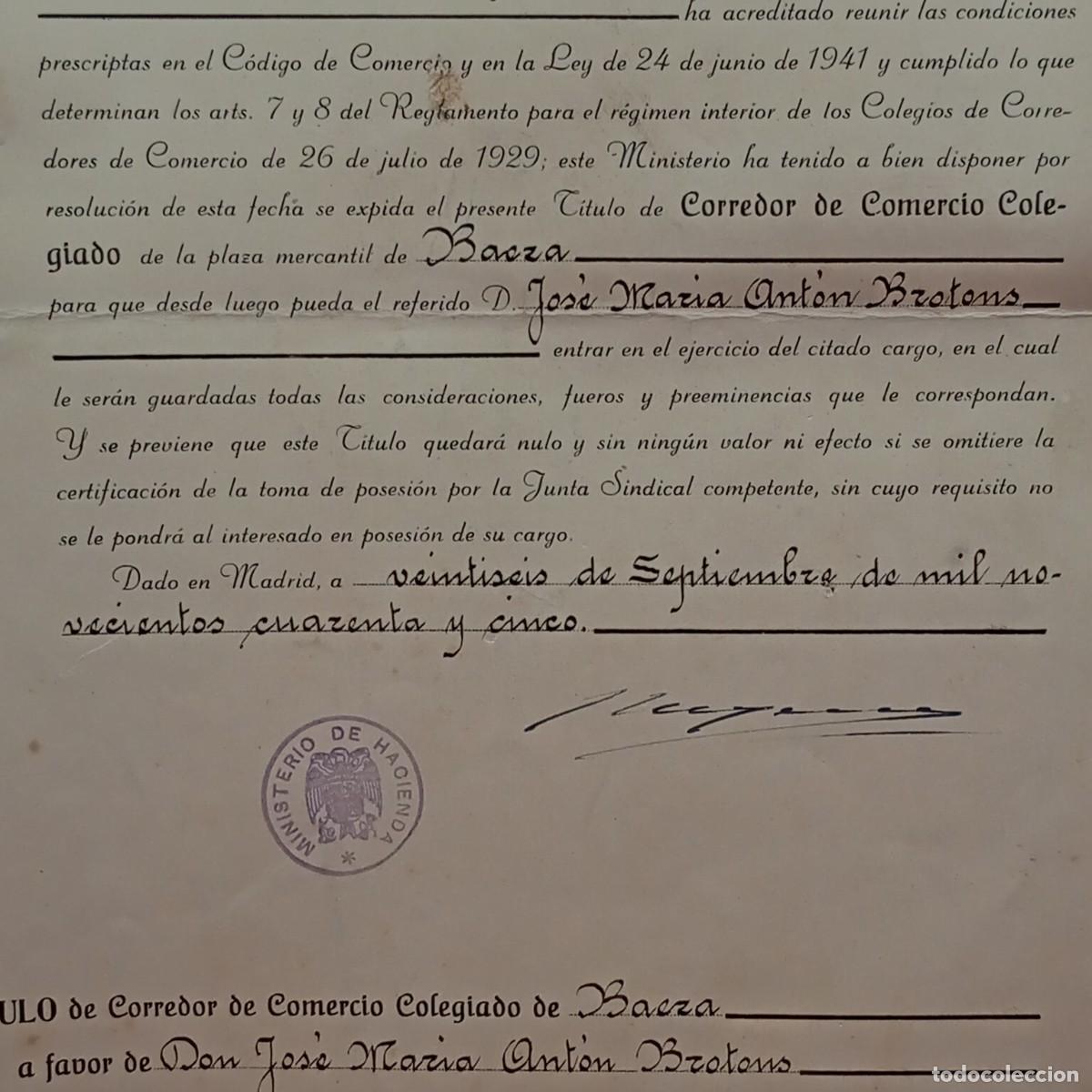 Documentos antiguos: DOCUMENTO - T&Iacute;TULO DE CORREDOR DE COMERCIO COLEGIADO - 1945 - RARO / CAA - 32 - Foto 2