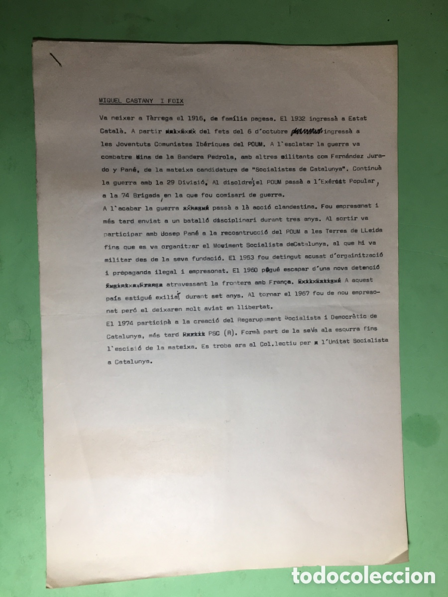 Documentos antiguos: 1977 CARTES MECANOSCRITES DONAR-SE DE BAIXA PART&Iacute;T SOCIALISTA DE CATALUNYA (R) IMPORTANT AFILIAT