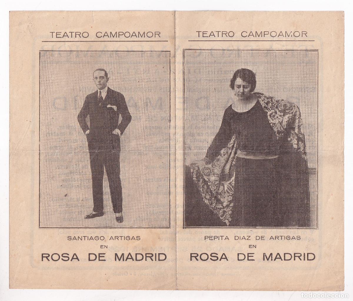 Documents Anciens: TEATRO CAMPOAMOR. COMPA&Ntilde;&Iacute;A D&Iacute;AZ ARTIGAS. ESTRENO DE ROSA DE MADRID. 1926