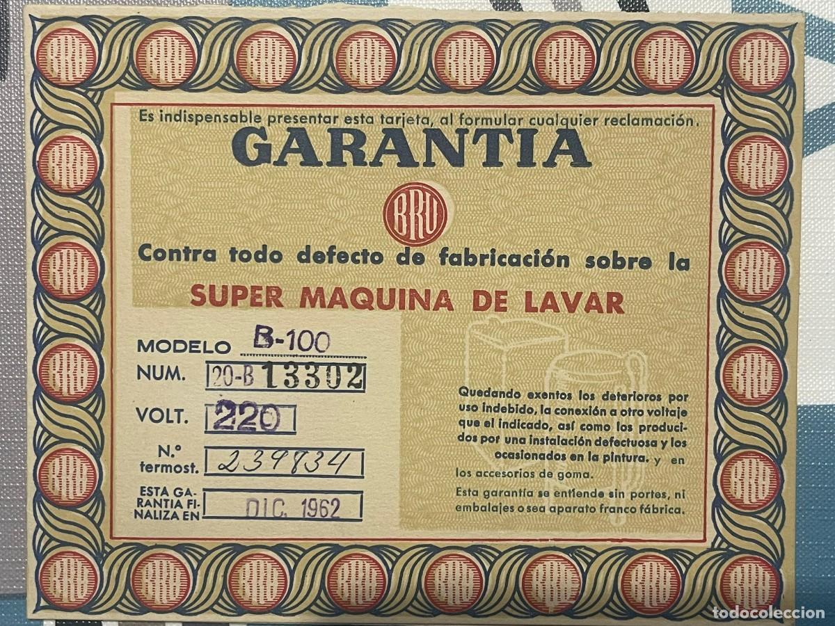 Documentos antiguos: GARANTIA BRU SERVICIO OFICIAL - Foto 2