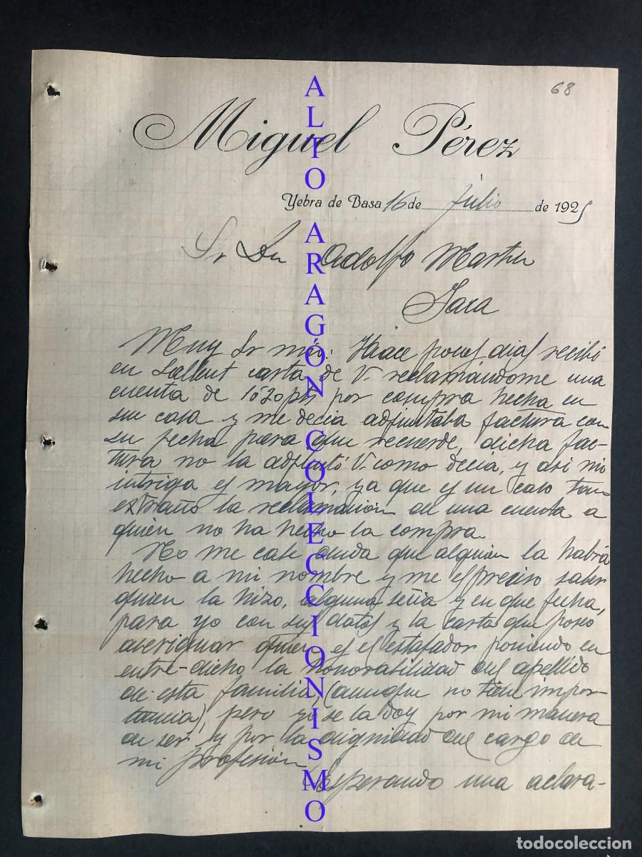 Documentos antiguos: YEBRA DE BASA A&Ntilde;O 1925 ( HUESCA ) MIGUEL P&Eacute;REZ - Foto 1