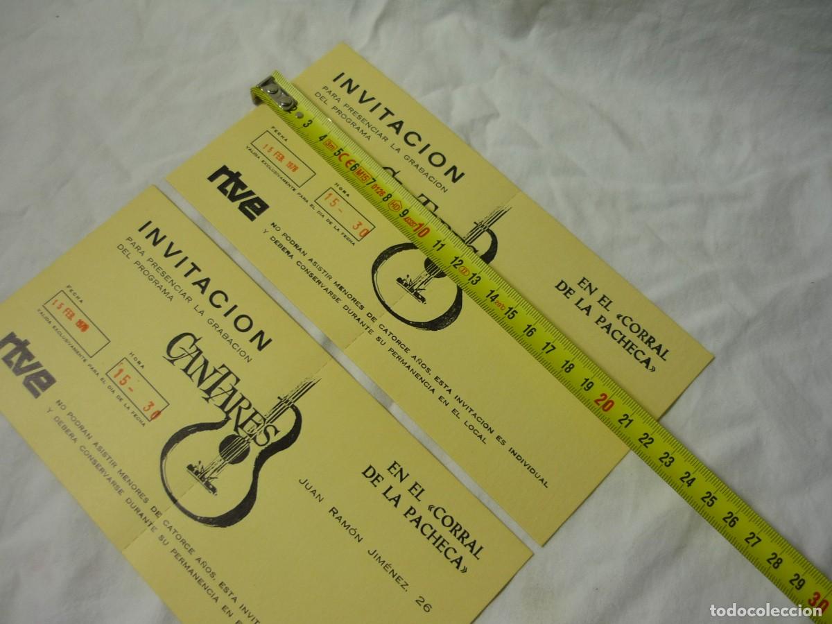 Documentos antiguos: 2 invitaciones Grabaci&oacute;n programa Cantares RTVE Corral de la Pacheca 1978 - Foto 3