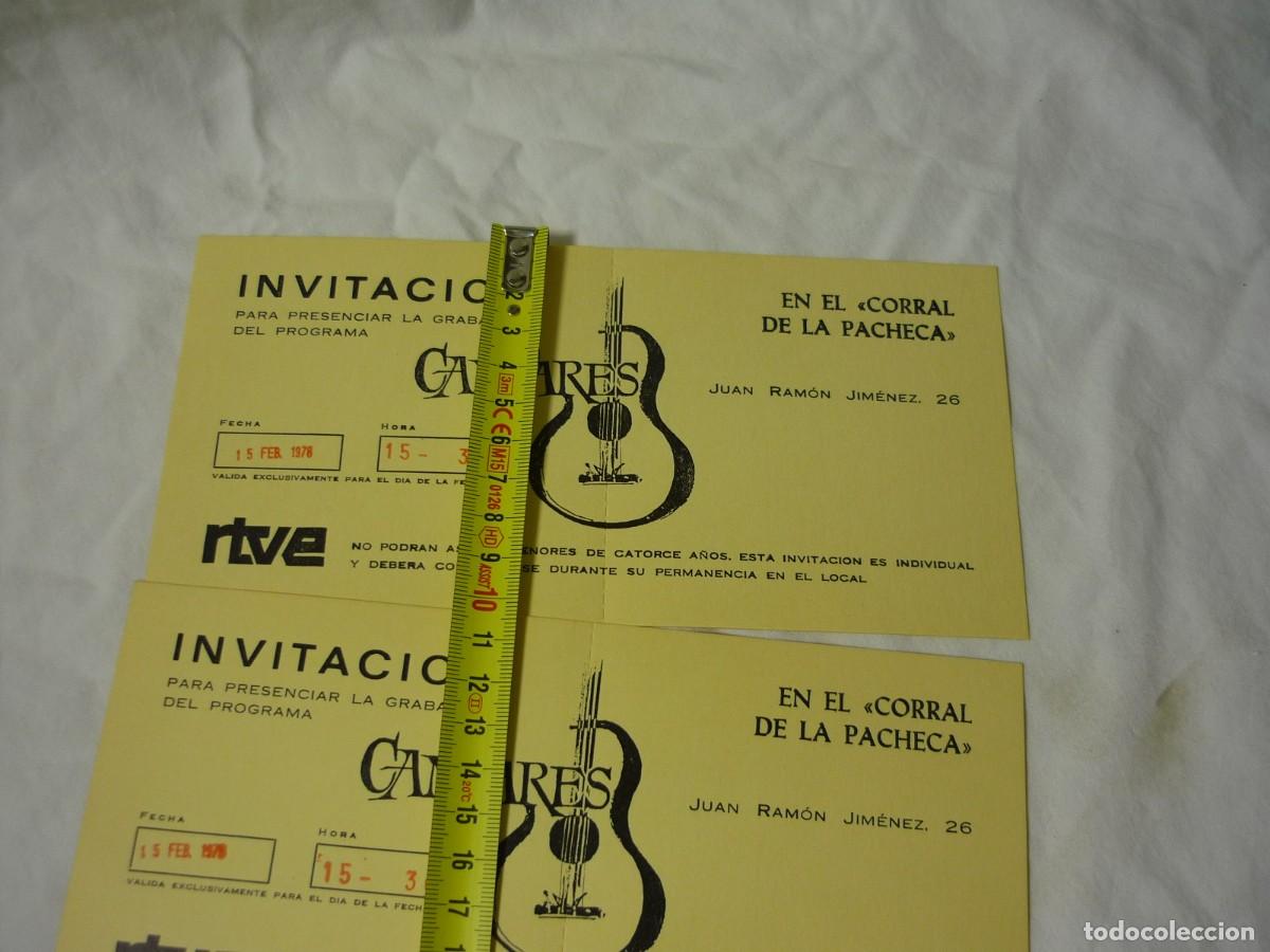 Documentos antiguos: 2 invitaciones Grabaci&oacute;n programa Cantares RTVE Corral de la Pacheca 1978 - Foto 4