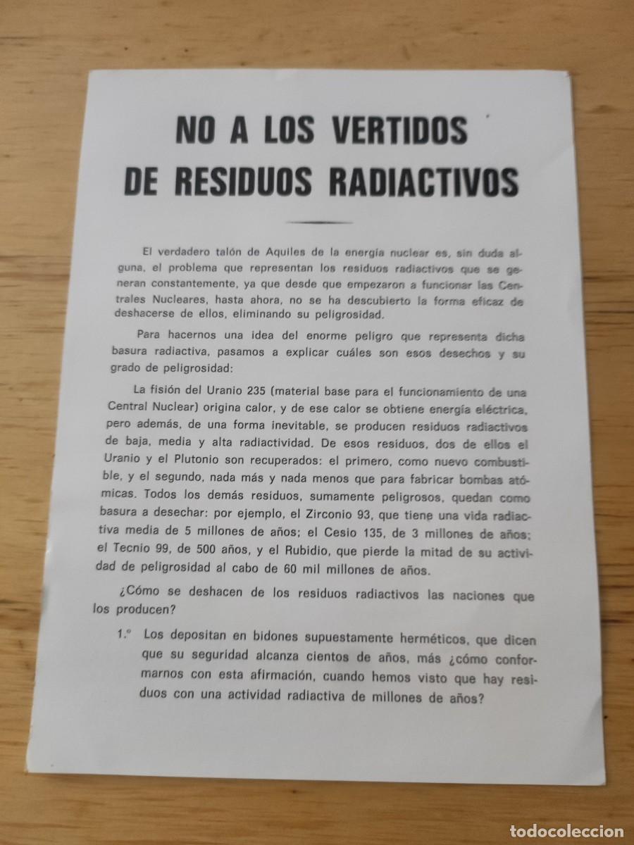 Documentos antiguos: Documento No a los vertidos de residuos radiactivos - Foto 1