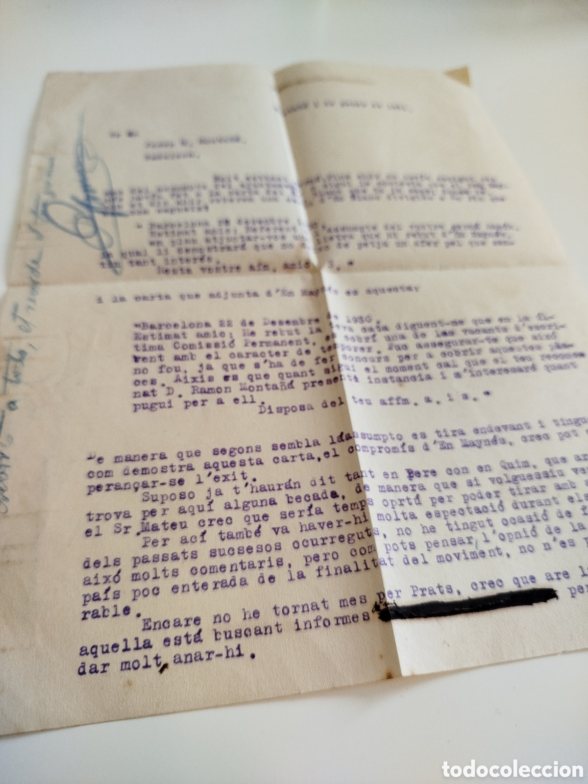 Documentos antiguos: Carta de 1931, mecanografiada (Badalona). - Foto 3