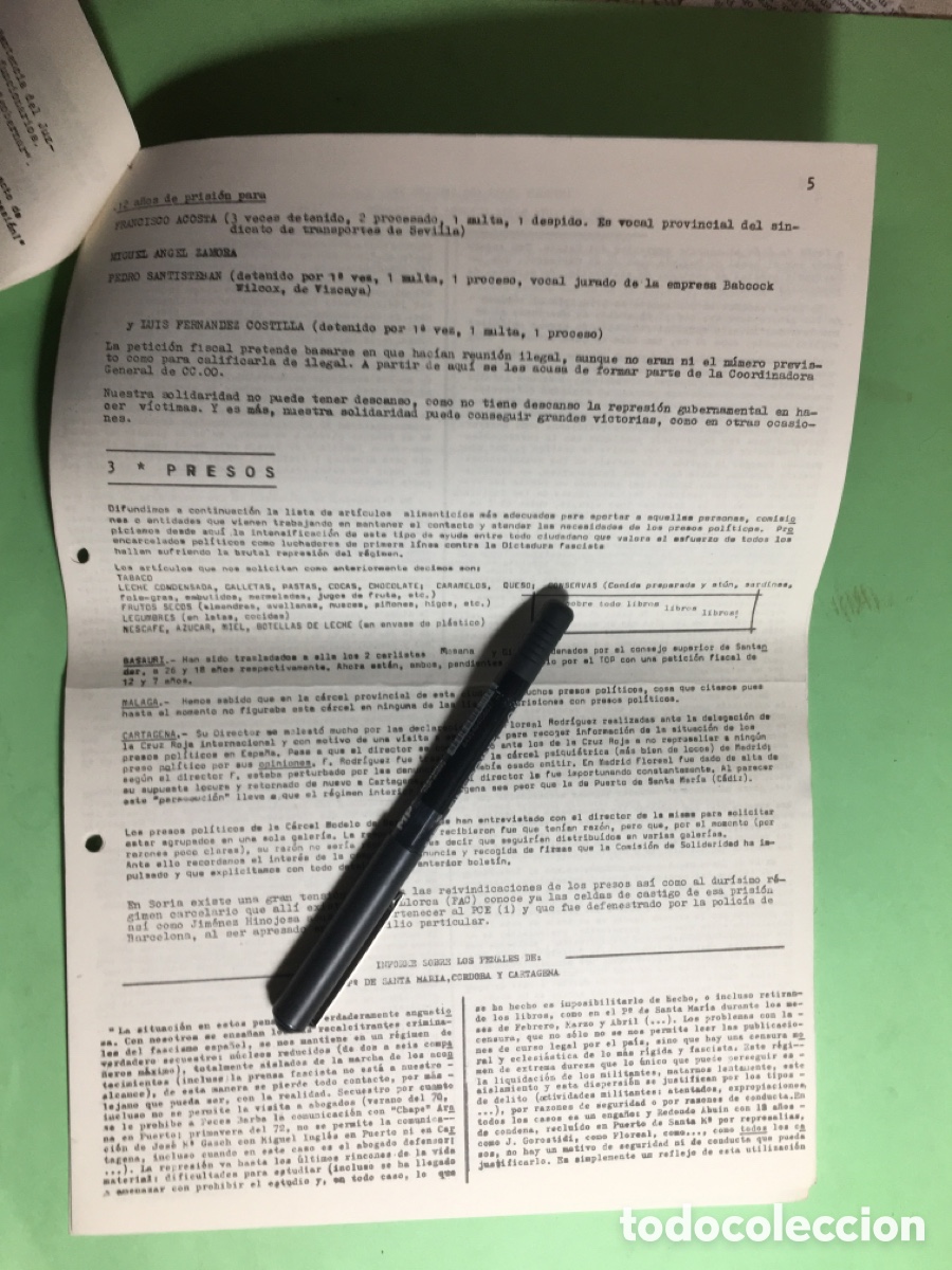 Documentos antiguos: 1973 GENER COMISSI&Oacute; DE SOLIDARITAT BCN BUTLLET&Iacute; No.23 - Foto 3