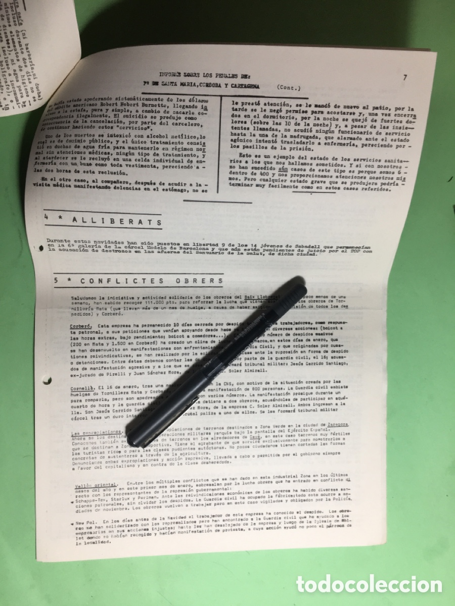 Documentos antiguos: 1973 GENER COMISSI&Oacute; DE SOLIDARITAT BCN BUTLLET&Iacute; No.23 - Foto 4