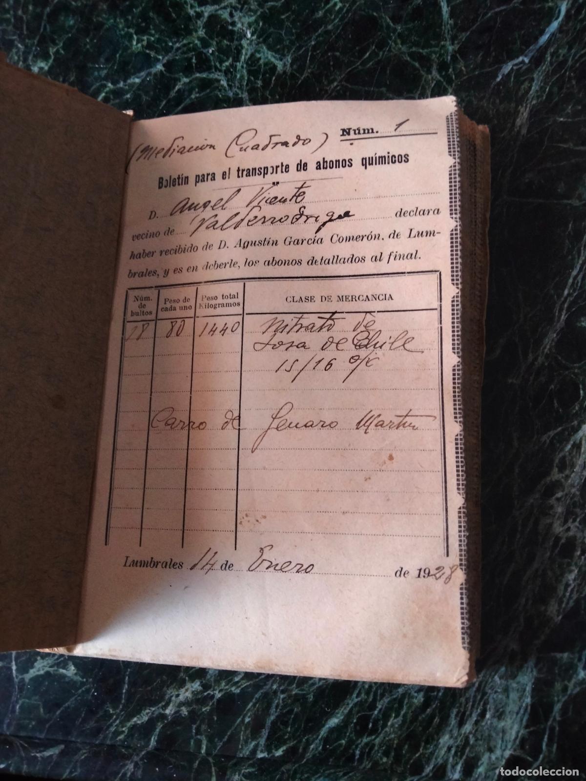 Documentos antiguos: Talonario transporte abonos qu&iacute;micos. - Foto 1