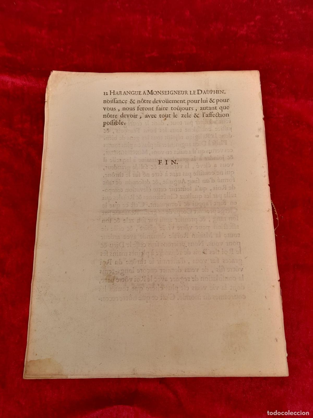Documentos antiguos: DOC-1319. DISCURSO. HARANGUE FAITE AU ROY. VERSAILLES. 1707 - Foto 2