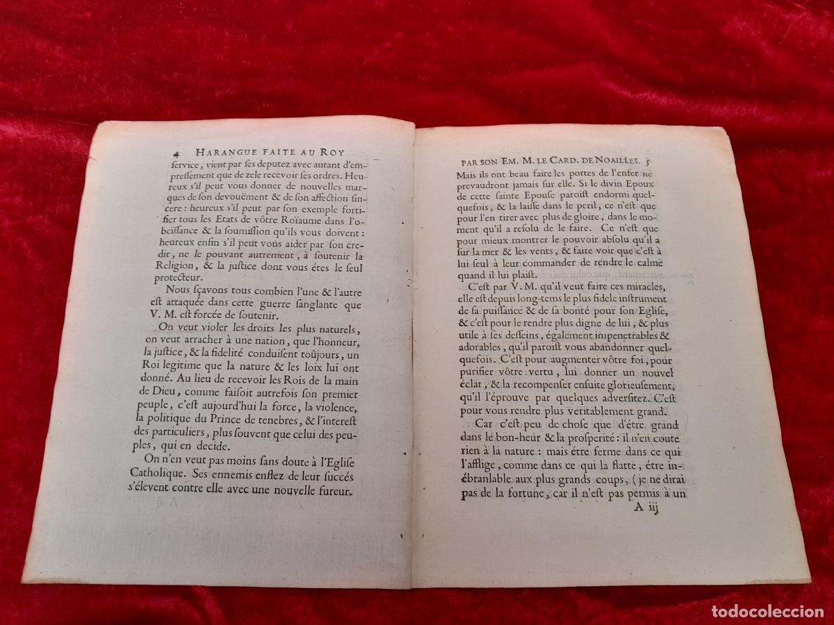 Documentos antiguos: DOC-1319. DISCURSO. HARANGUE FAITE AU ROY. VERSAILLES. 1707 - Foto 4