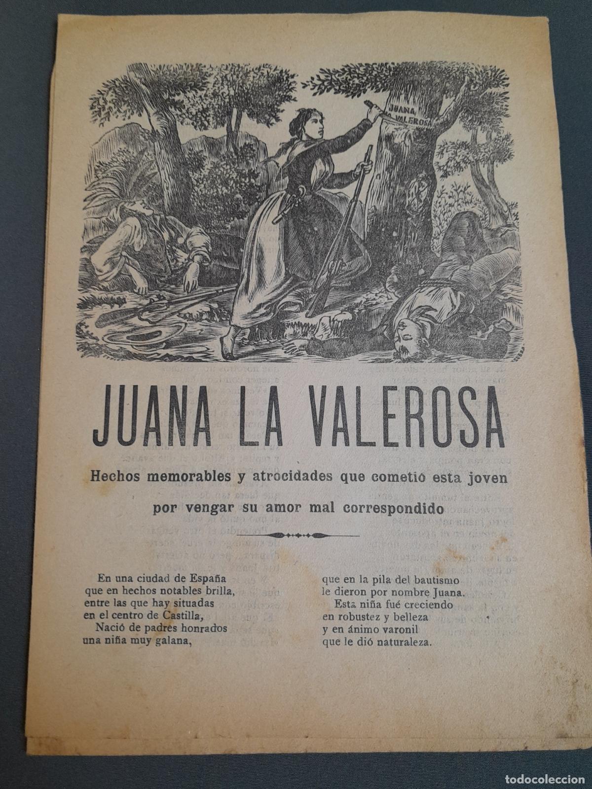 Documentos antiguos: DOC-1351. DOCUMENTO: PLIEGO DE CORDEL. JUANA LA VALEROSA. - Foto 1