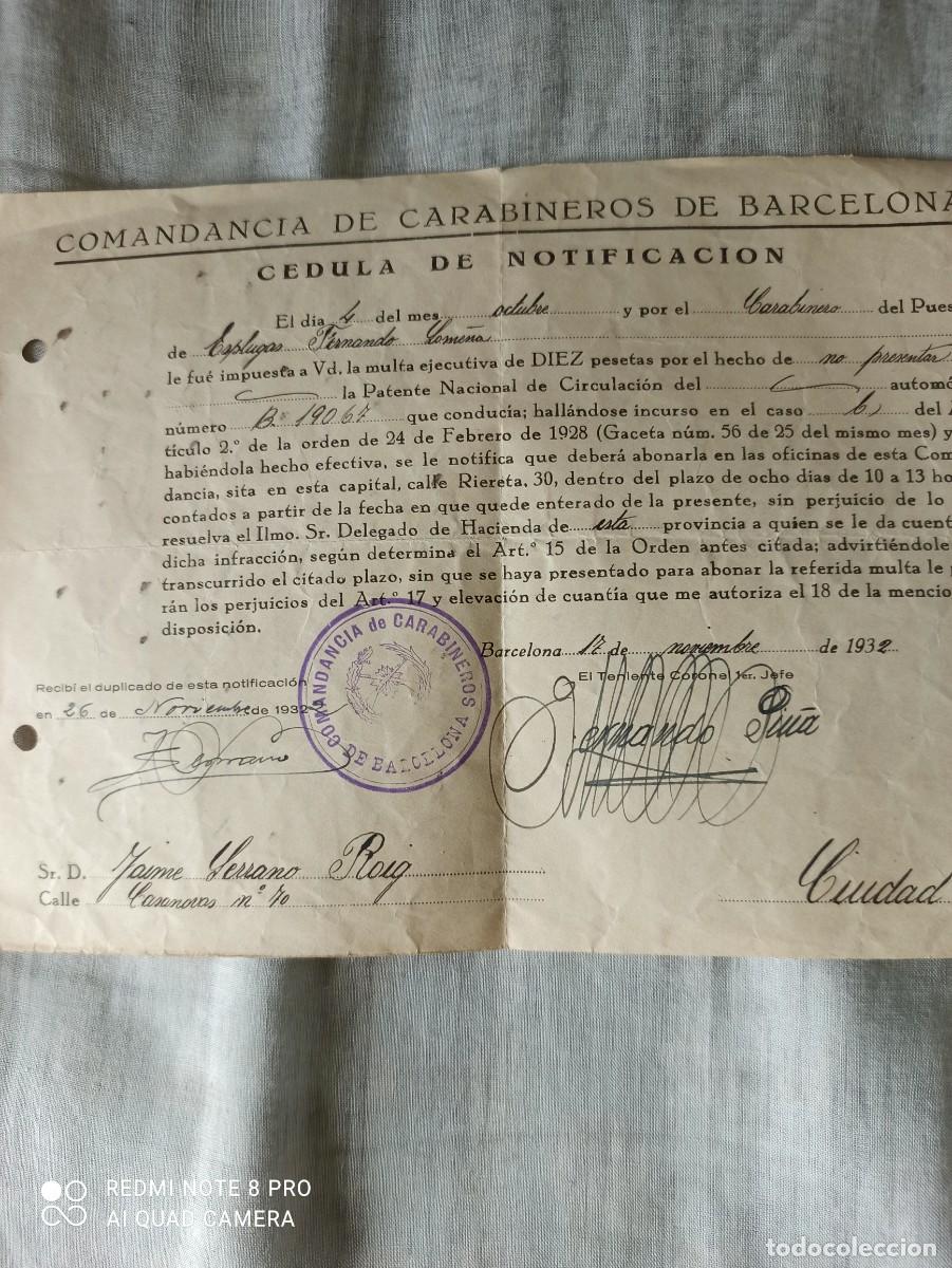 Documentos antiguos: Comandancia Carabineros. 1932 - Foto 1
