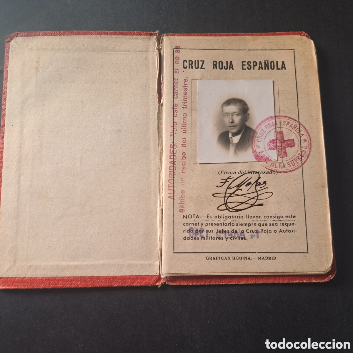 Documentos antiguos: Carnet de cruz roja 1940 - Foto 4