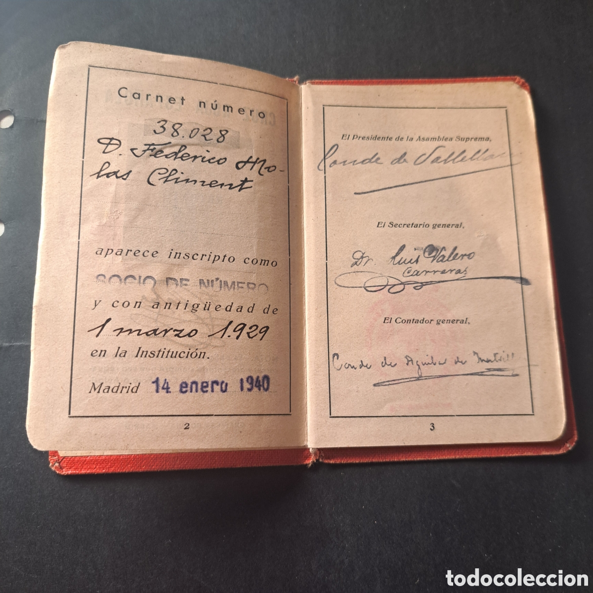 Documentos antiguos: Carnet de cruz roja 1940 - Foto 5