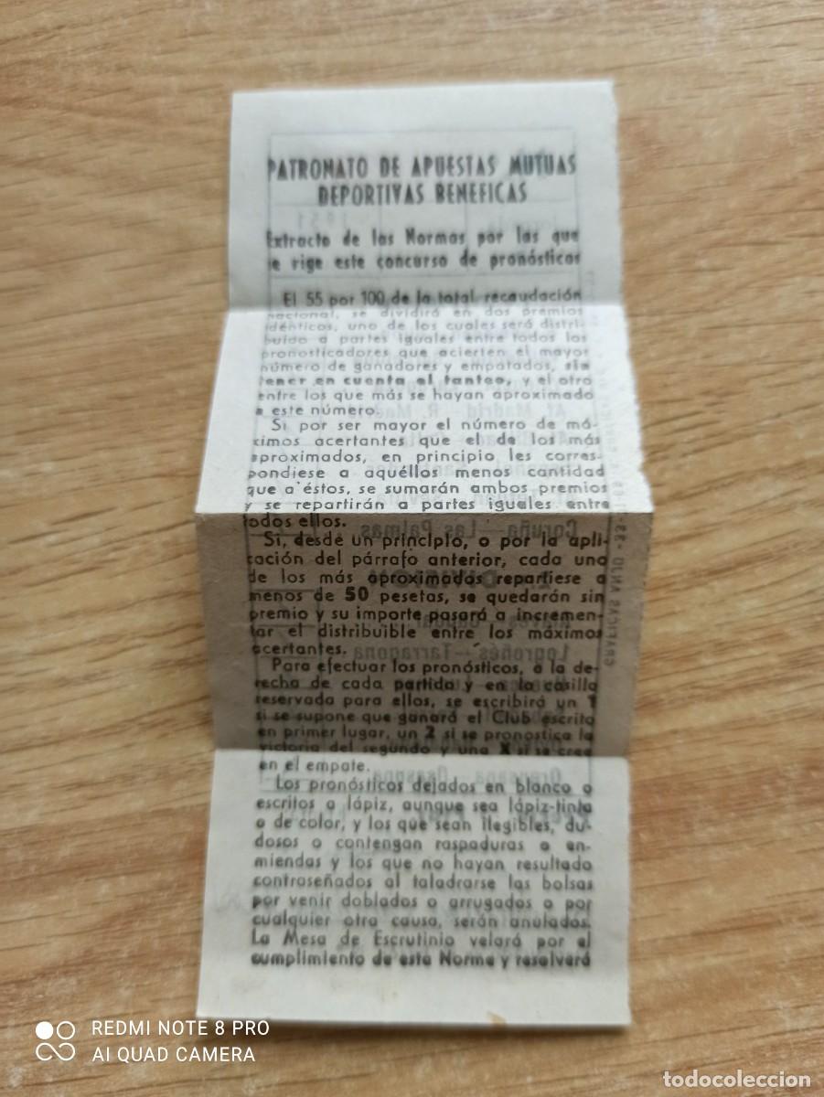 Documentos antiguos: Quiniela Resguardo . 7-10-51 - Foto 2